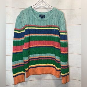 Polo Ralph Lauren multicolor striped cable-knit cotton sweater Size 7